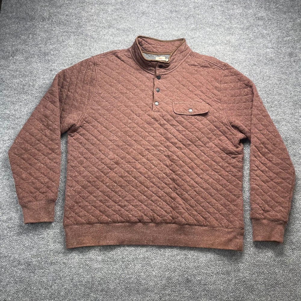 Faherty Epic Quilted Fleece Pullover Mens XL Burgundy Heather MOF2207-BUR